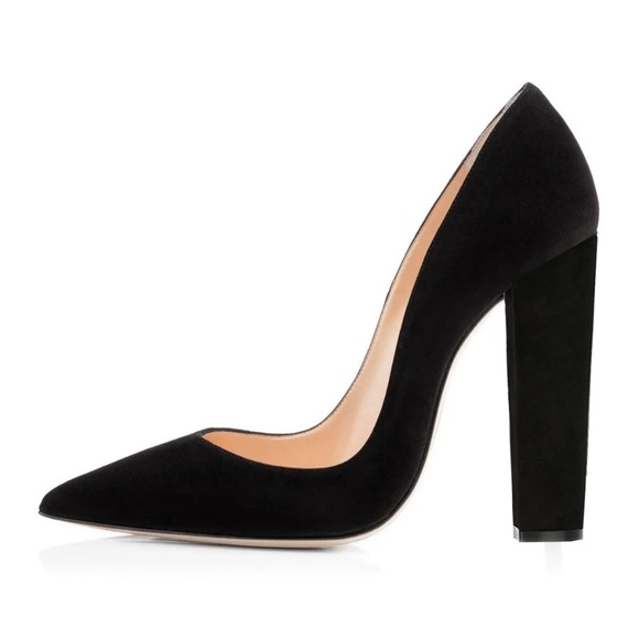 Only Maker Black Suede Pointed Toe Pumps – Size 13 - Picture 1 of 8